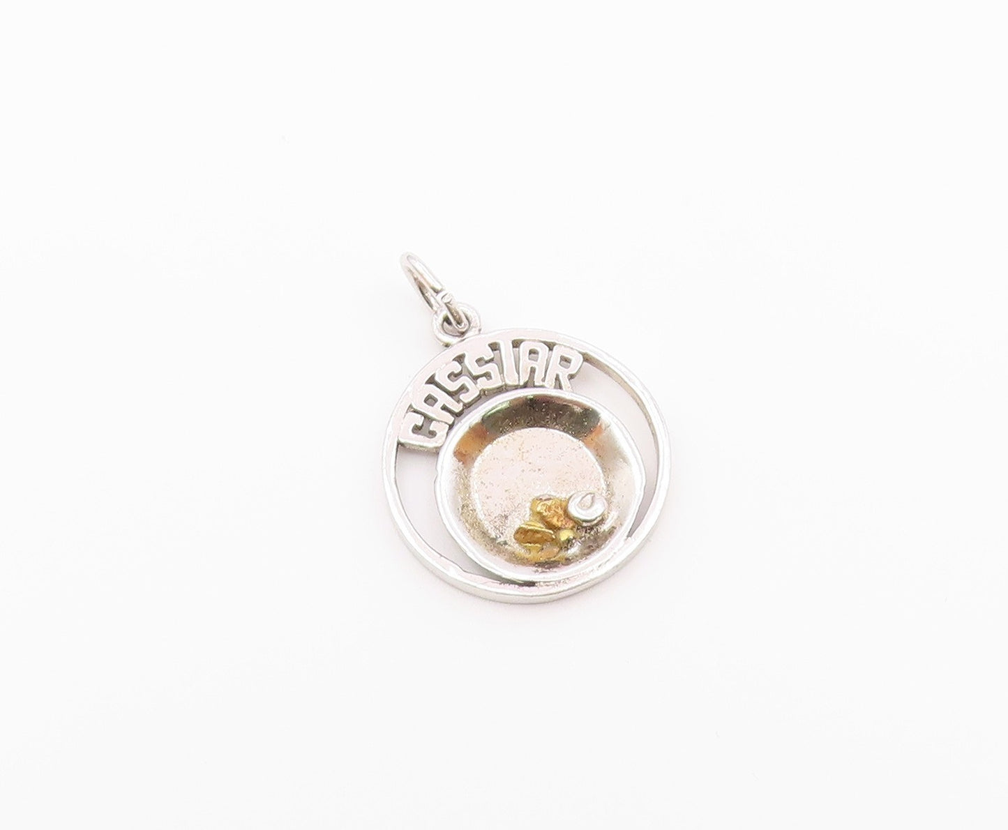 925 Sterling Silver  Vintage Two Tone Cassiar Cutout Plate Pendant  PT21842