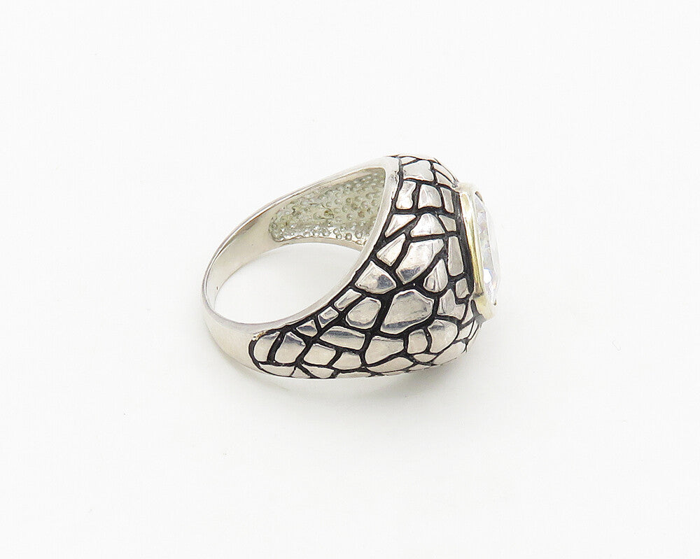 925 Sterling Silver  Cubic Zirconia Two Tone Cocktail Ring Sz 9.5  RG18304