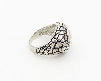 925 Sterling Silver  Cubic Zirconia Two Tone Cocktail Ring Sz 9.5  RG18304