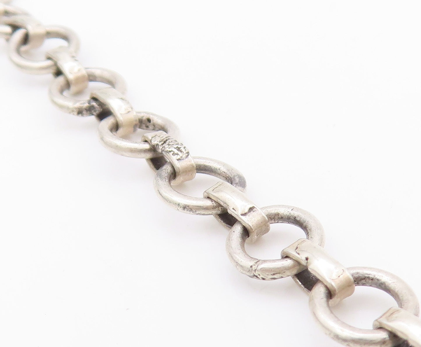 925 Sterling Silver Vintage Necklace Designer Sphere And Square Cutouts NE4529