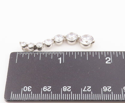 925 Sterling Silver  Vintage Shiny Cubic Zirconia Graduated Pendant  PT16681