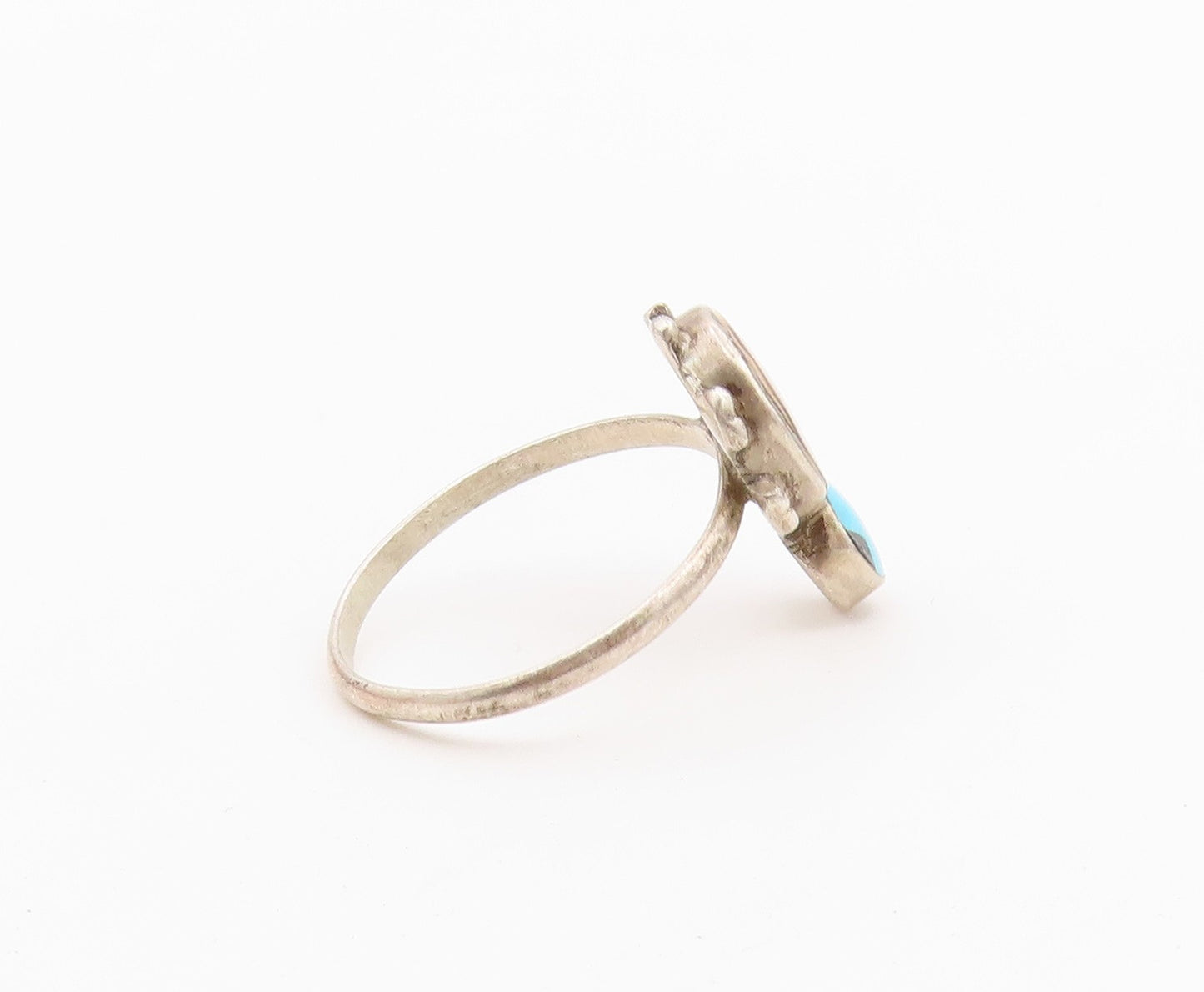 925 Sterling Silver Vintage Ring SOUTHWESTERN Turquoise Turtle  Sz 8.5  RG36617