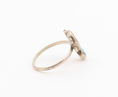 925 Sterling Silver Vintage Ring SOUTHWESTERN Turquoise Turtle  Sz 8.5  RG36617