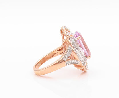 925 Sterling Silver Vintage Ring Rose Gold Plated Diamonds Amethyst Sz 7 RG32467