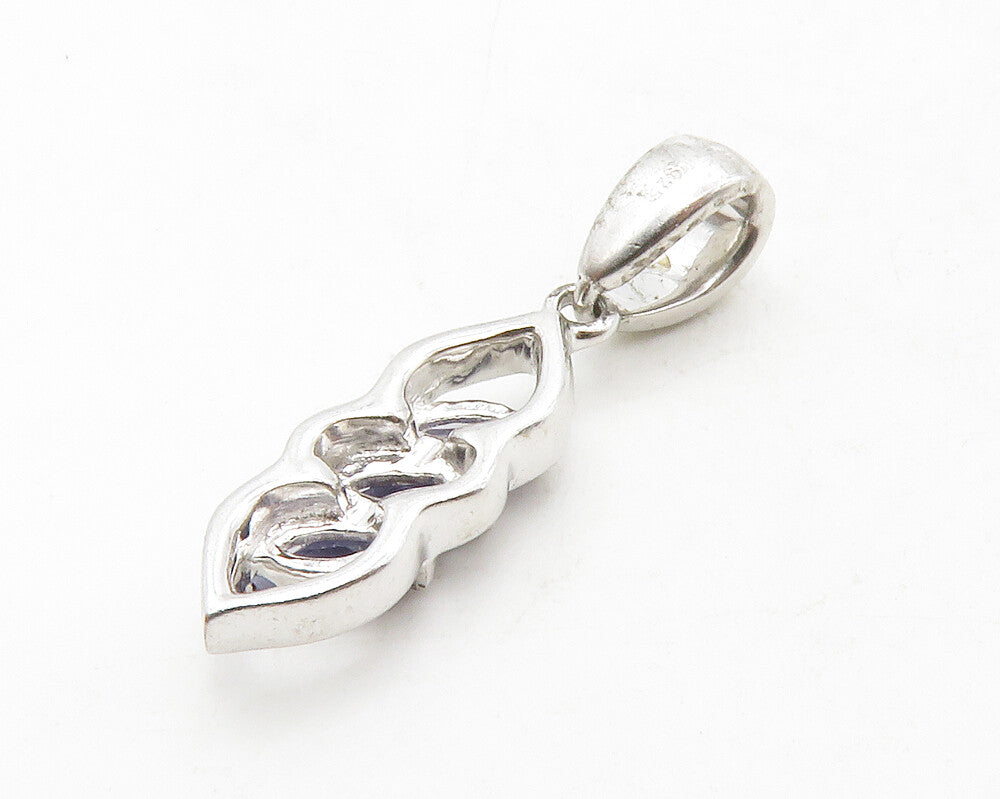 925 Sterling Silver  Marquise Cut Tanzanite 2 Stone Drop Pendant  PT10423