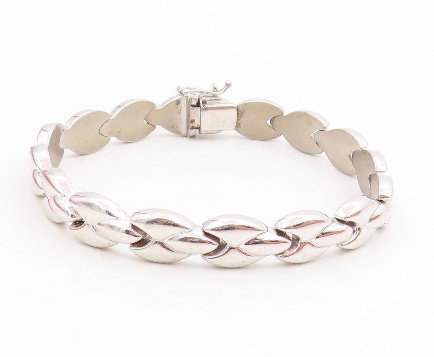 925 Sterling Silver Vintage Bracelet Intertwined Polished Link Chain   BT11476