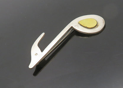 MEXICO 925 Sterling Silver  Vintage Two Tone Music Note Brooch Pin  BP7795