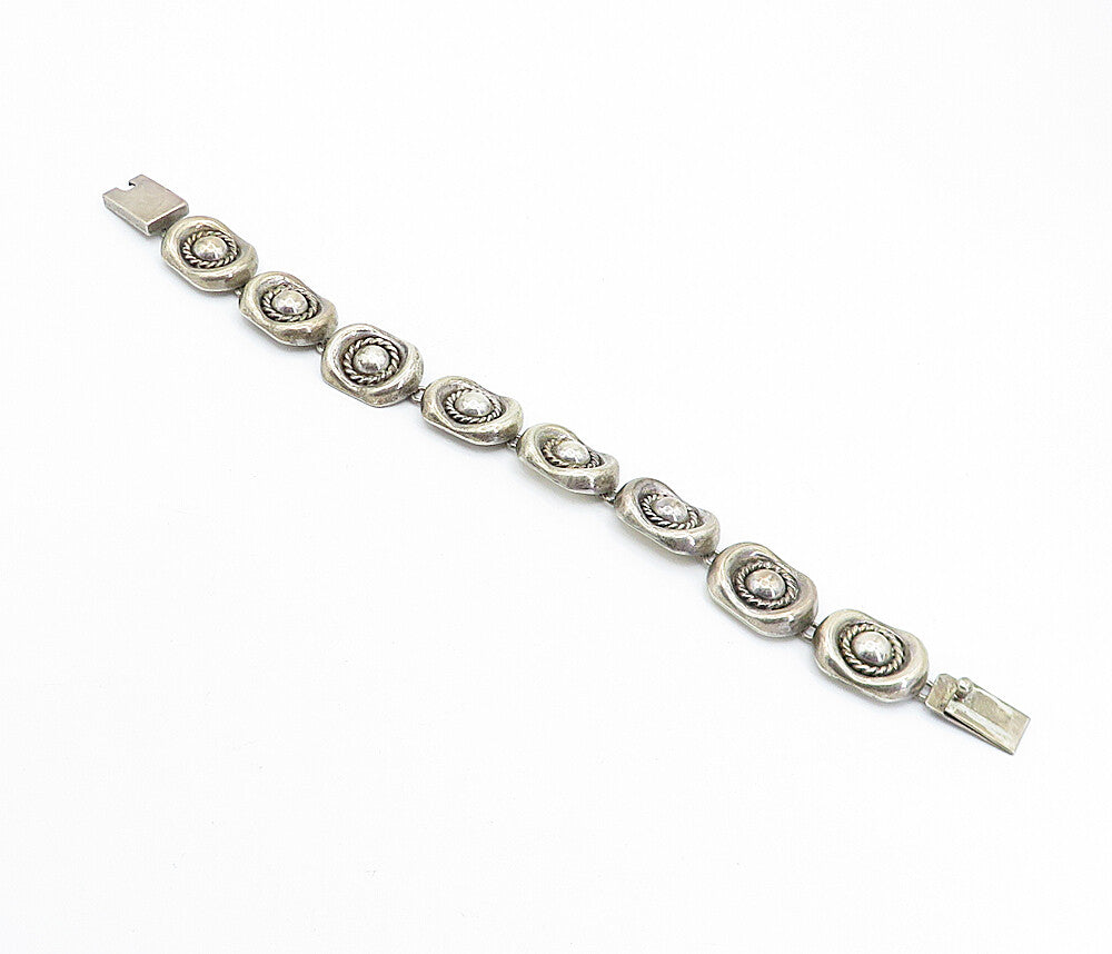 ZINA 925 Sterling Silver  Vintage Dark Tone Twist Dome Chain Bracelet  BT1836