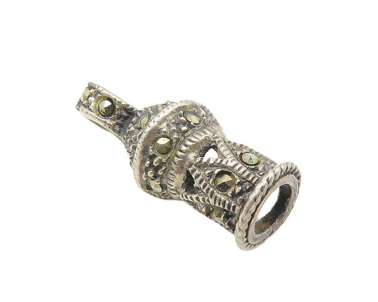 925 Sterling Silver  Vintage Sparkling Marcasite Petite Drop Pendant  PT8996