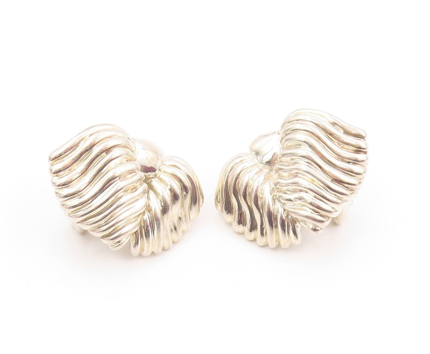 925 Sterling Silver Vintage Earrings Designer Solid Grooved Tassels  EG13359