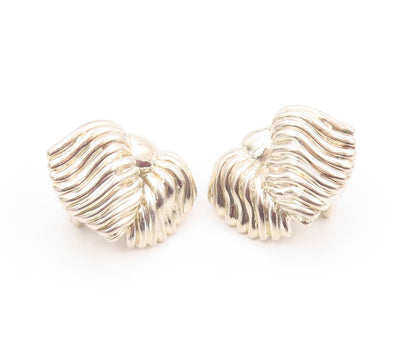 925 Sterling Silver Vintage Earrings Designer Solid Grooved Tassels  EG13359