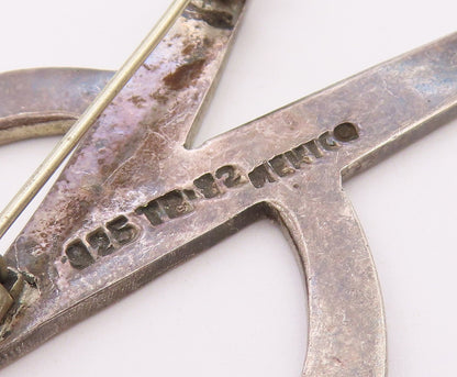MEXICO 925 Silver  Vintage Open Circle & Pointed Ends Brooch Pin  BP9680