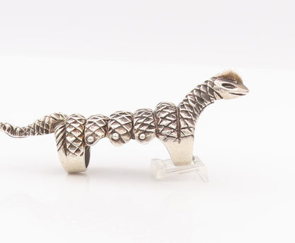 925 Sterling Silver Vintage Ring Full Figure Heavy Carved Python Snake RG28154