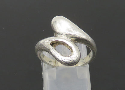 925 Sterling Silver  Vintage Shiny Loop Bypass Style Band Ring Sz 6  RG22428
