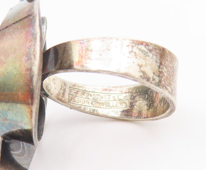 925 Sterling Silver Vintage Ring GRANIT FINLAND Swirly Curve Band  Sz 6  RG34450