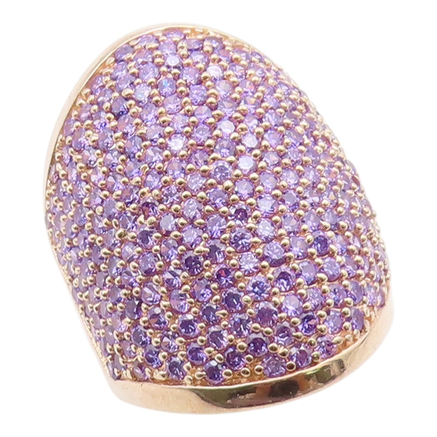 925 Sterling Silver Vintage Ring Gold Plated Amethyst Cluster  Sz 6.5  RG36403