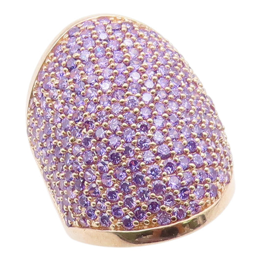 925 Sterling Silver Vintage Ring Gold Plated Amethyst Cluster  Sz 6.5  RG36403
