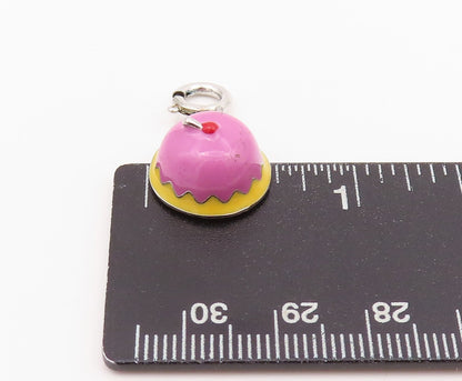 925 Sterling Silver Vintage Pendant Designer Enameled Ice Cream  PT24279