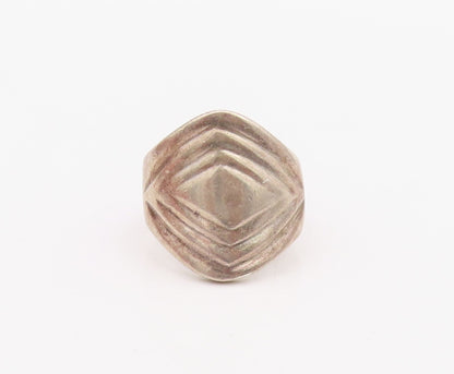 925 Sterling Silver Vintage Ring MEXICO Square Grooved Design  Sz 9  RG33290