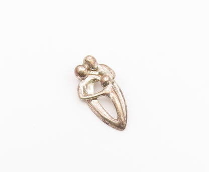 925 Sterling Silver  Vintage Modernist Family Love Motif Pendant  PT19658