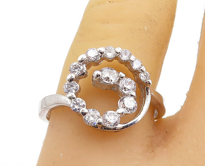 925 Sterling Silver  Shiny Cubic Zirconia Open Spiral Band Ring Sz 9  RG7268