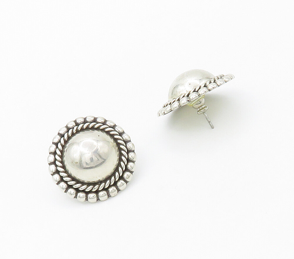 DESIGNER 925 Silver  Vintage Shiny Smooth Twist Dome Drop Earrings  EG8592