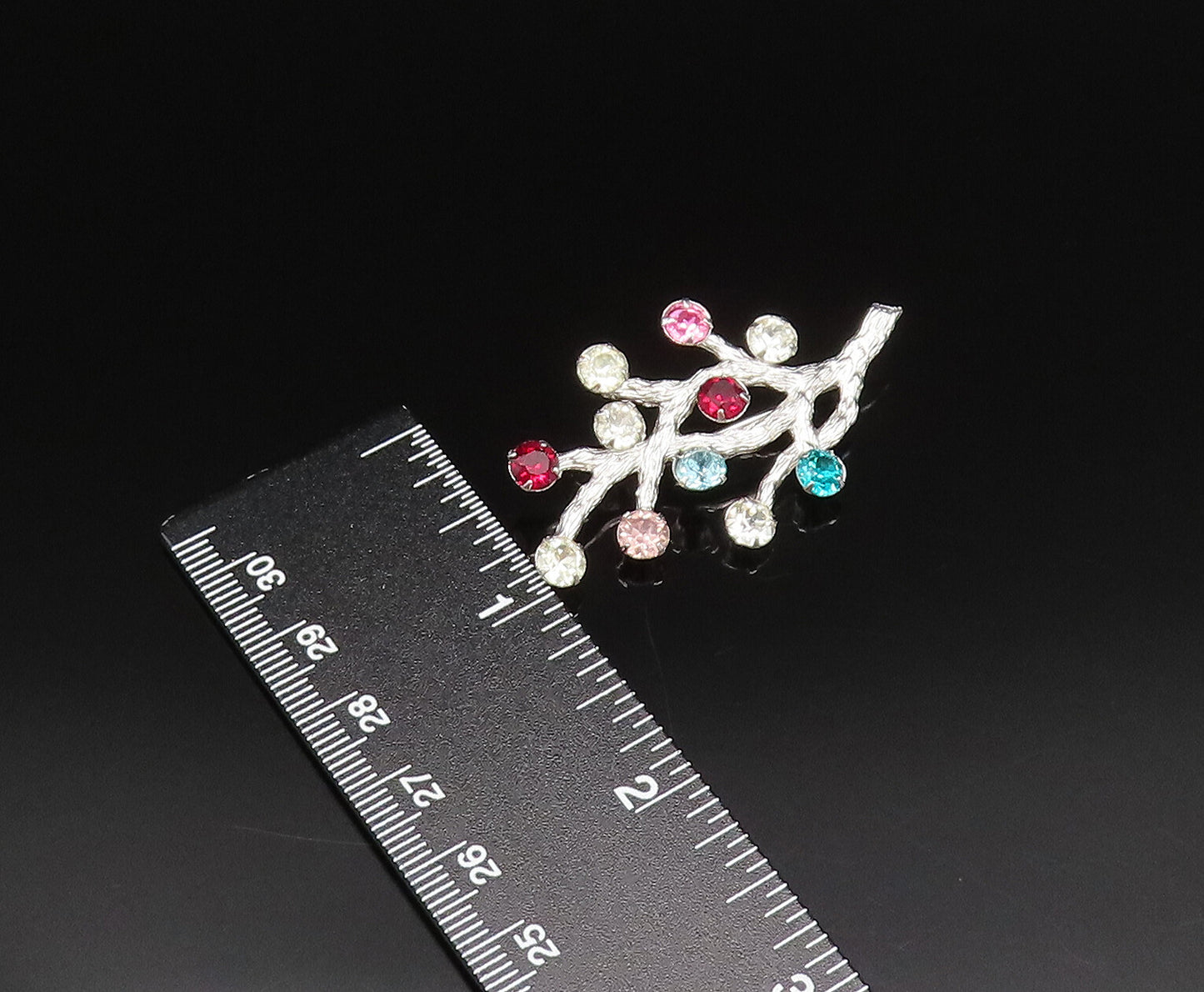 VAN DELL 925 Silver  Vintage Multi Rhinestone Tree Branch Brooch Pin  BP9791