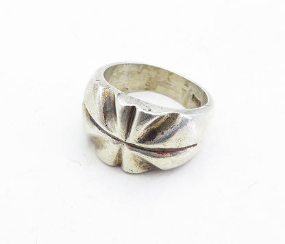 MEXICO 925 Sterling Silver Vintage Sculpted Detail Band Ring Sz 7 RG5502