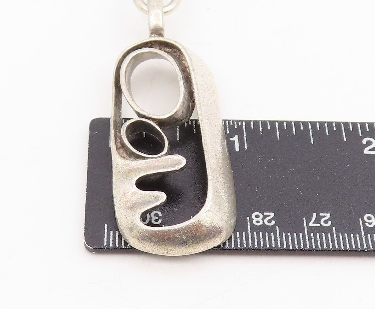 925 Sterling Silver Vintage Keychain Minimalist Abstract Loop Design  TR4177