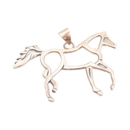 925 Sterling Silver Vintage Pendant Modernist Stencil Cutout Horse  PT24227