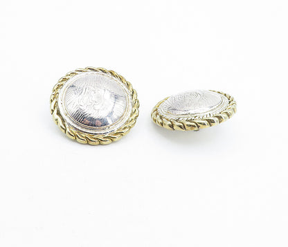 925 Sterling Silver  Vintage Modernist Two Tone Non Pierce Earrings  EG2416
