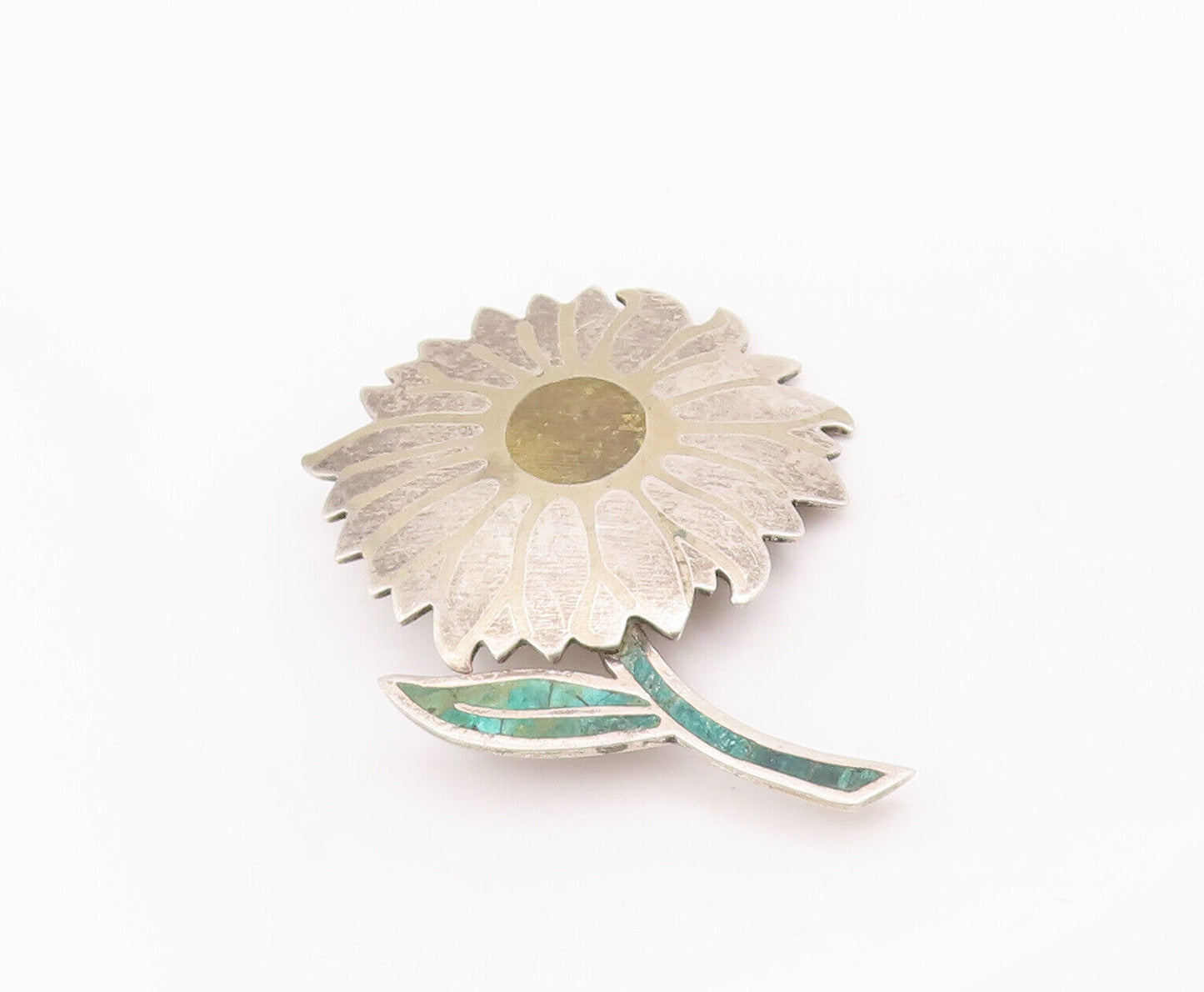 925 Sterling Silver Vintage Brooch Pin LOS CASTILLO MEXICO Turquoise  BP10900