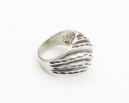 925 Sterling Silver  Vintage Diamond Cut Fluted Dome Band Ring Sz 6  RG19537