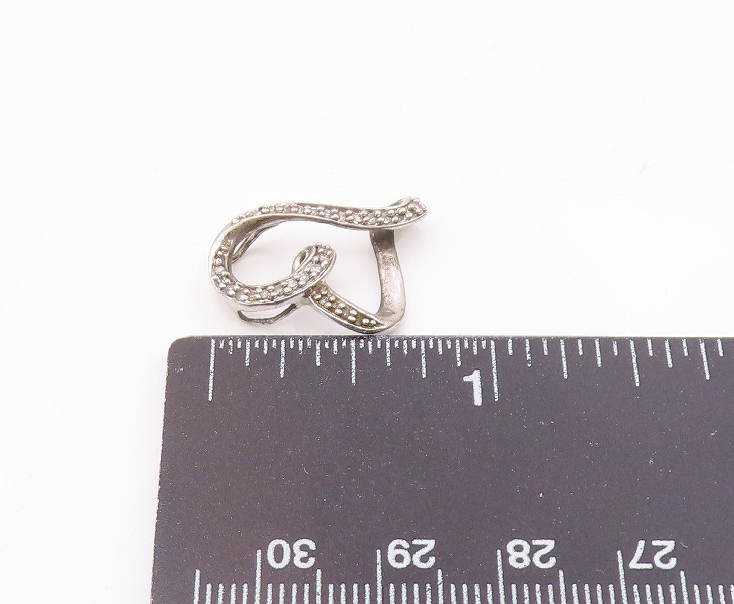 925 Sterling Silver  Vintage Genuine Diamonds Open Love Heart Pendant  PT17763