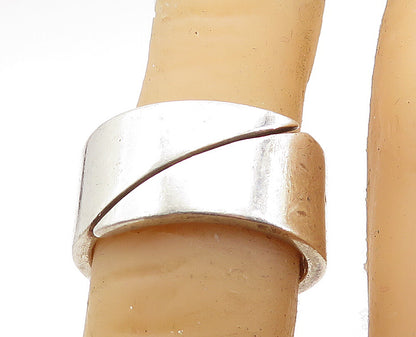 925 Sterling Silver  Vintage Shiny Minimalist Slant Band Ring Sz 6  RG7122
