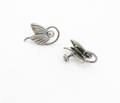 DANECRAFT 925 Silver  Vintage Fluted Wing Design Non Pierce Earrings  EG4256