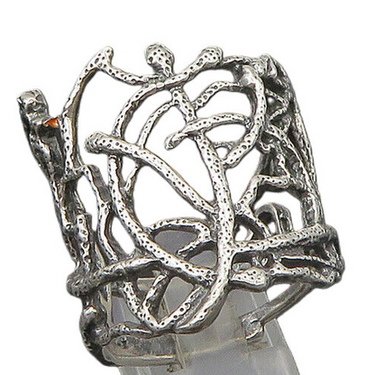 DESIGNER 925 Silver  Vintage Shiny Large Sculpted Band Ring Sz 12  RG23252