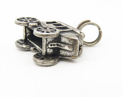 925 Sterling Silver  Vintage Dark Tone Old Fashioned Carriage Pendant  PT9142
