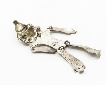 MEXICO 925 Sterling Silver  Vintage Two Tone Happy Clown Brooch Pin  BP3994