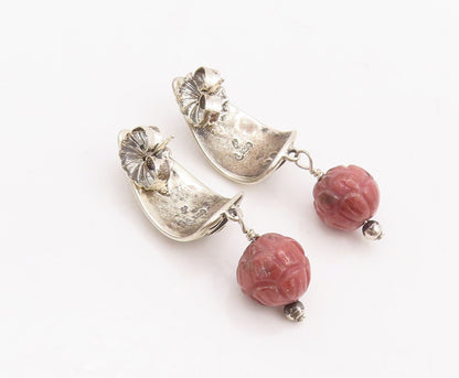 925 Sterling Silver Vintage Earrings CAROLYN POLLACK Dangling Gemstone  EG13116