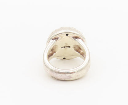 925 Sterling Silver  Vintage Puffed Dome Cut Neck Solid Ring Sz 9  RG26994