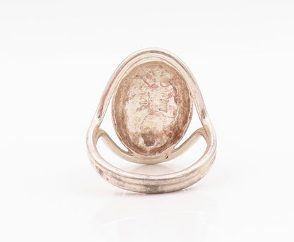 925 Sterling Silver Vintage Ring Brutalist Surface Domed Design Sz 10.5  RG33081