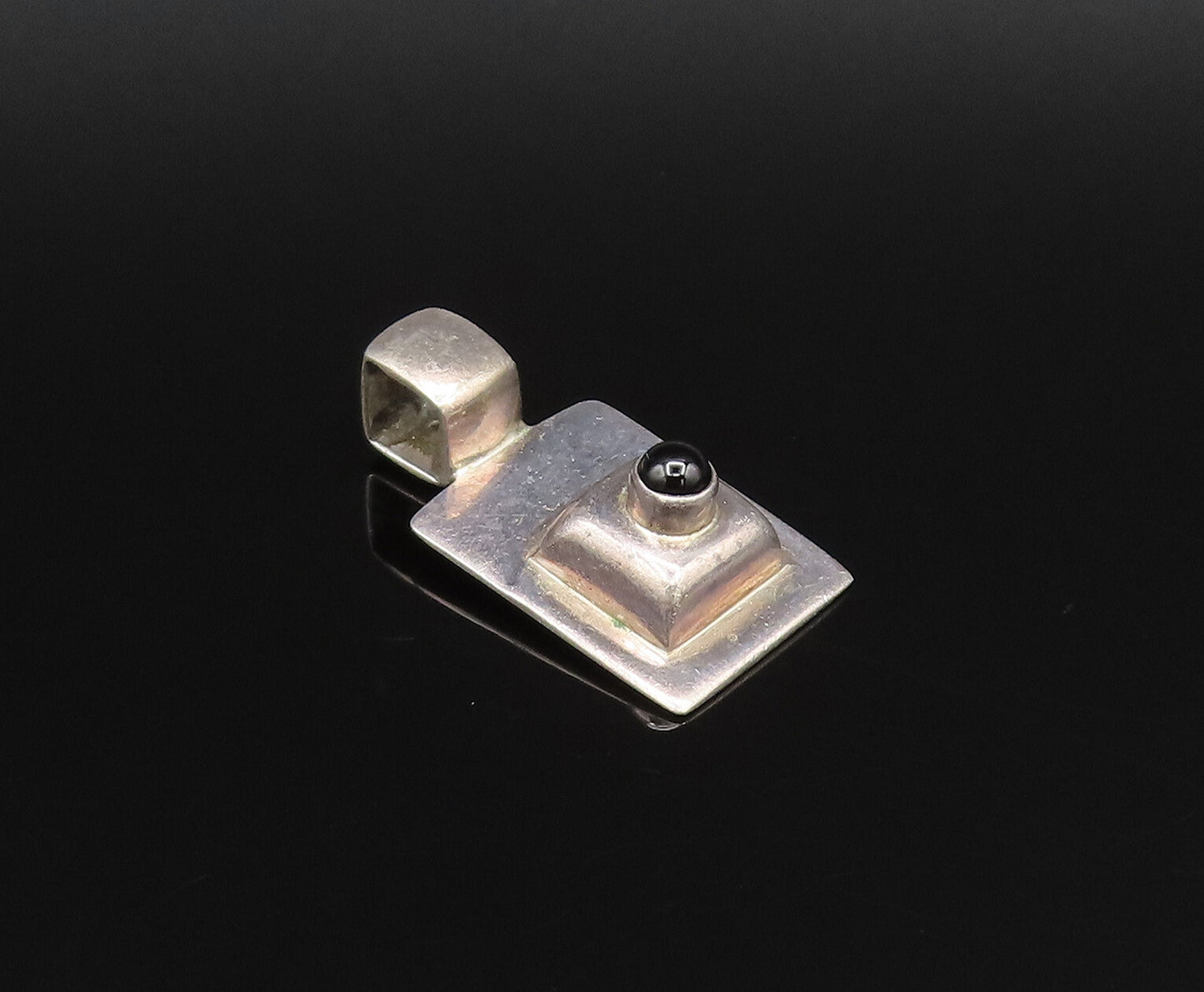 SILPADA 925 Silver  Vintage 3D Graduated Square Black Onyx Pendant  PT21324