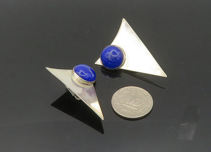 TULLA BOOTH 925 Silver  Vintage Lapis Lazuli Non Pierce Drop Earrings  EG10034