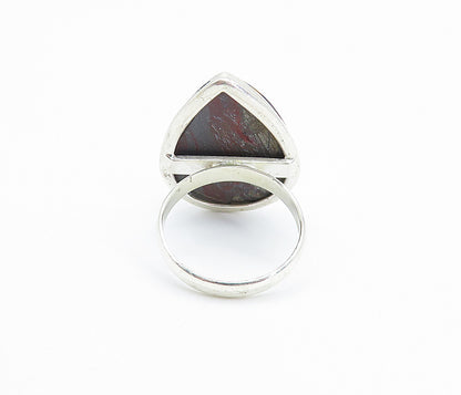 925 Sterling Silver  Pear Shape Agate Shiny Smooth Cocktail Ring Sz 8  RG8022