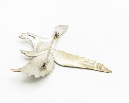 PERU 925 Sterling Silver  Vintage Flying Eagle Etched Detail Brooch Pin BP3761