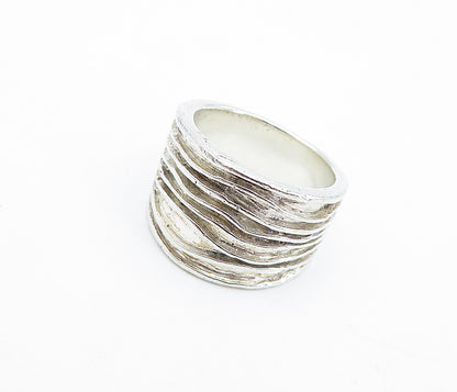 925 Sterling Silver  Vintage Modernist Wavy Tapered Band Ring Sz 6  RG4759