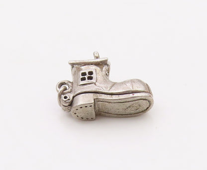 925 Sterling Silver  Vintage Petite House Boot Motif Pendant (OPENS)  PT18319