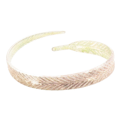 925 Sterling Silver  Vintage Single Feather Motif Bypass Cuff Bracelet  BT8764