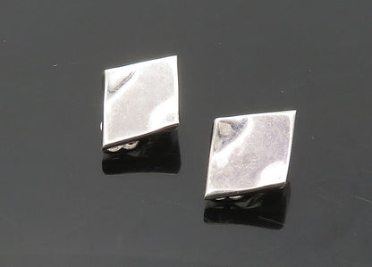 925 Sterling Silver  Vintage Smooth Diamond Shape Non Pierce Earrings  EG9776